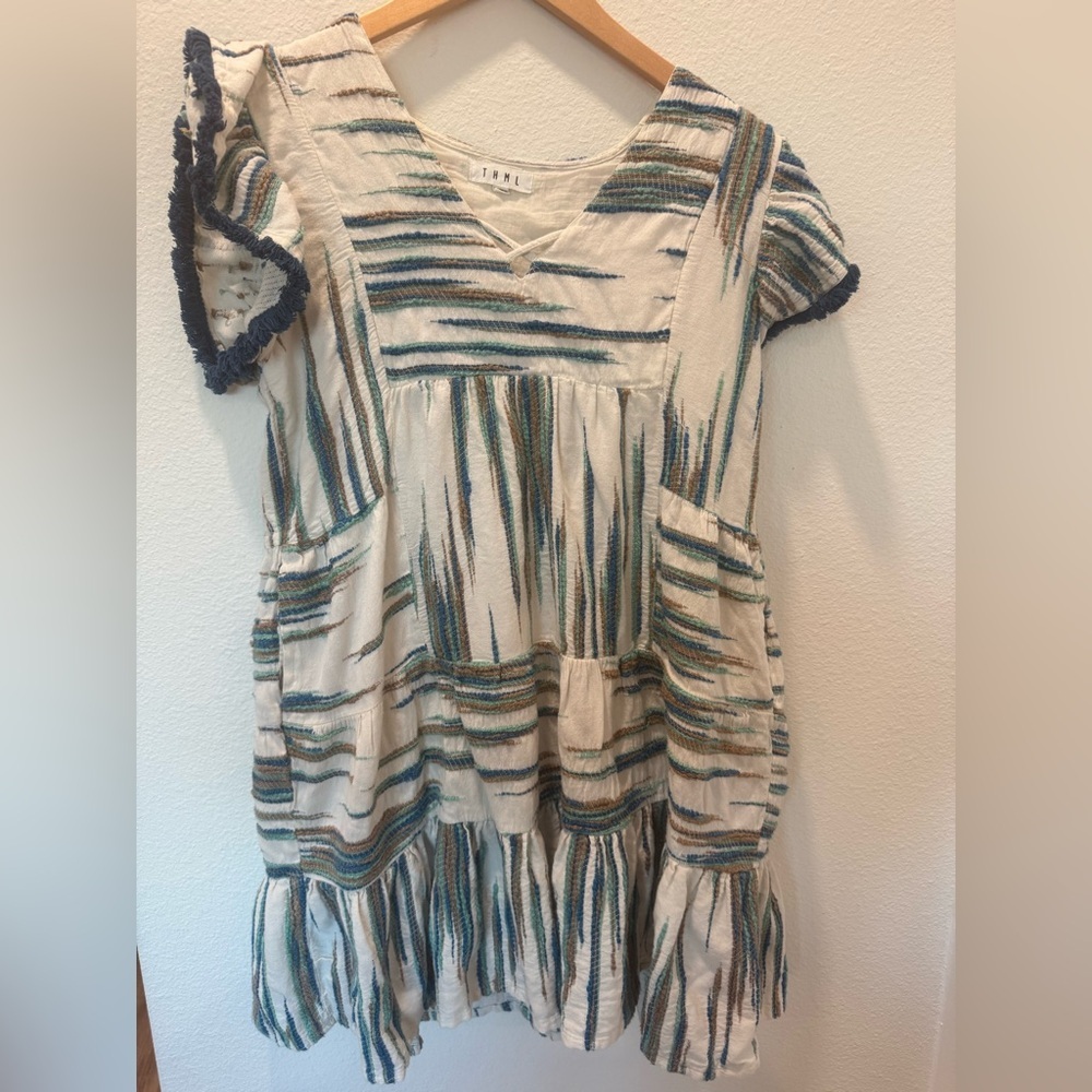 THML  Dress - Cream and Blue Stripes